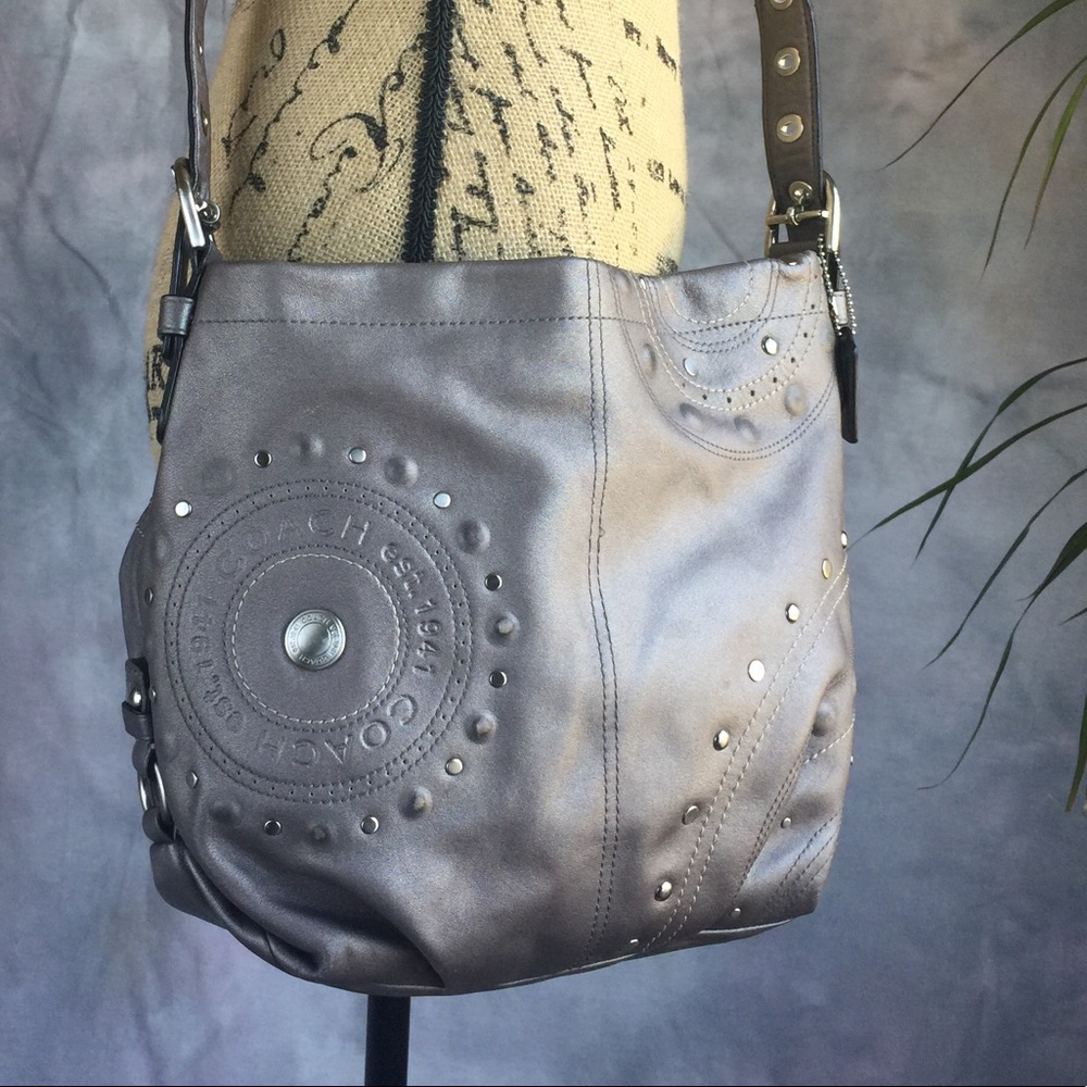 Coach Studded Crossbody M1069-F16178 Graphite EUC